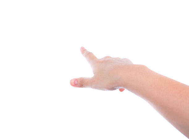 istock Woman hand (point up) isolated on white background 496515433