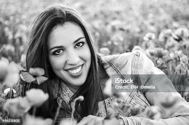 Smile Black White Poppies Stock Photo - Download Image Now - Adult, Adults Only, Agricultural Field