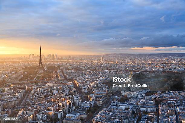 Paris Skyline Under A Dramatic Sky At Sunset Stock Photo - Download Image Now - Paris - France, Urban Skyline, La Defense