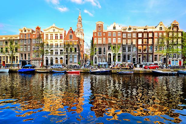 istock Canal houses of Amsterdam with reflection 496516001