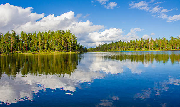 Femund Lake between the forest in Norway Fishing and relaxing in femundsmarka roros mining city stock pictures, royalty-free photos & images