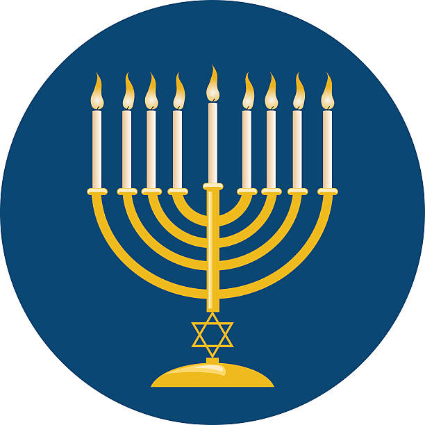 illustrazioni stock, clip art, cartoni animati e icone di tendenza di hanukkah menora per festeggiamenti - menorah