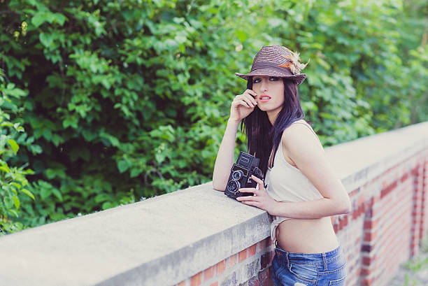 istock Hipster Tourist Girl in a Hat 496518219