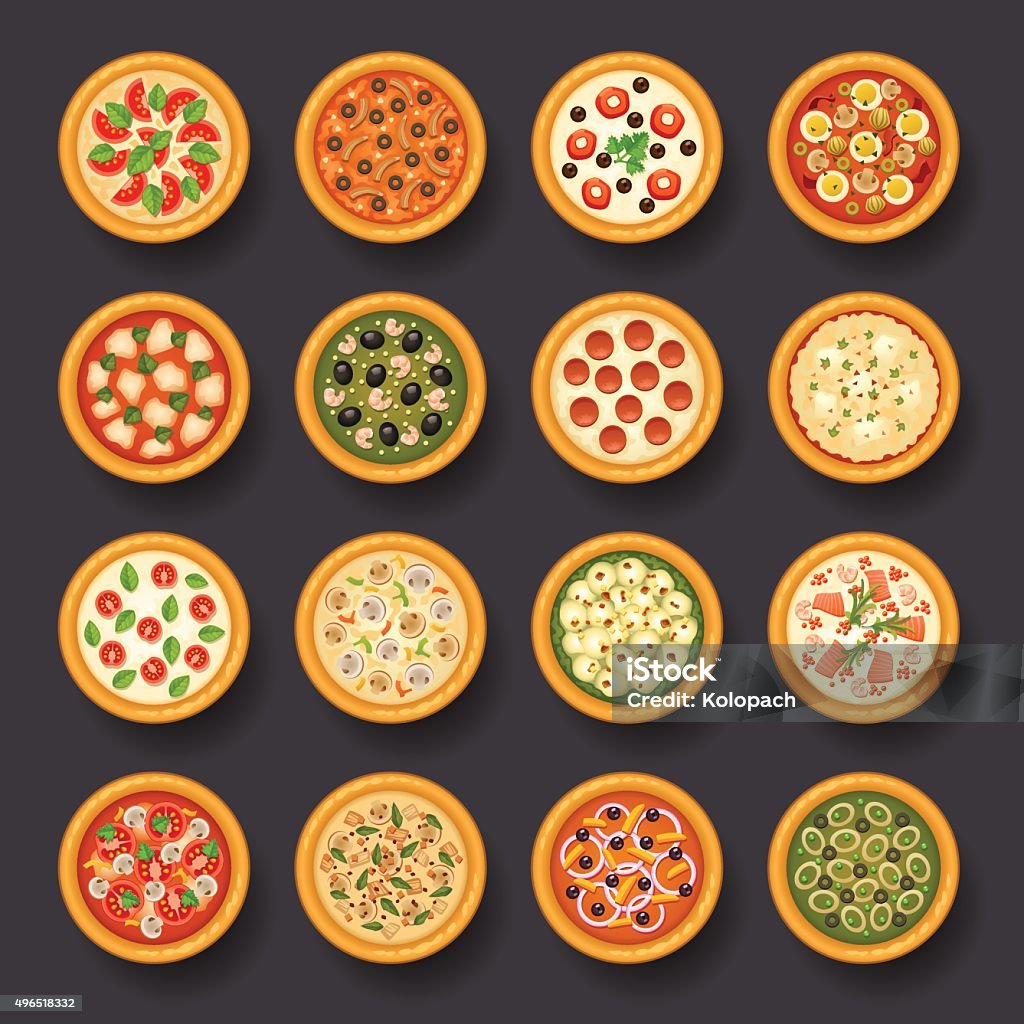 pizza icon set pizza icon set on grey background Pizza stock vector