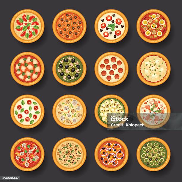 Pizza Icon Set Stock Illustration - Download Image Now - Pizza, Illustration, Icon Symbol