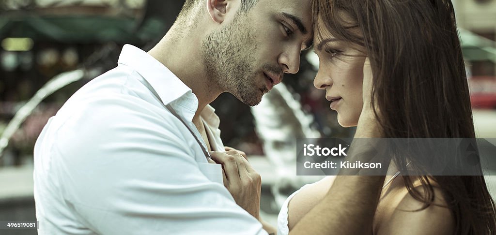 Kissing couple on the street Sensuality Stock Photo