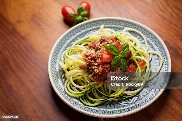 Zoodles With Bolognese Stock Photo - Download Image Now - Zucchini, Spaghetti, Noodles