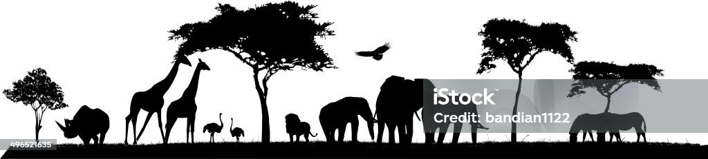 Schönheit silhouette der Tierische wildlife safari - Lizenzfrei Afrika Vektorgrafik
