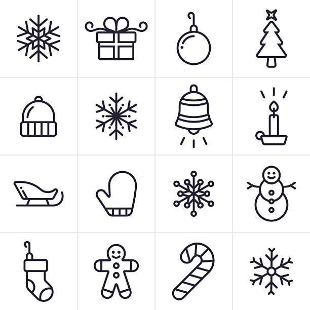 holiday and christmas icons and symbols - santa hat stock illustrations