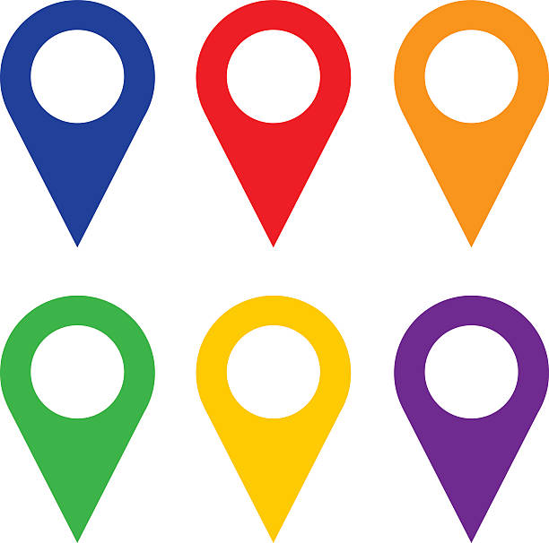 ilustraciones, imágenes clip art, dibujos animados e iconos de stock de mapa punteros - distance marker