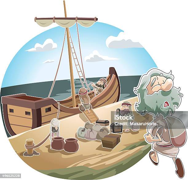 Jonah And The Big Fish Series Stock Illustration - Download Image Now - Jonah - Biblical Figure, Illustration, Old Port