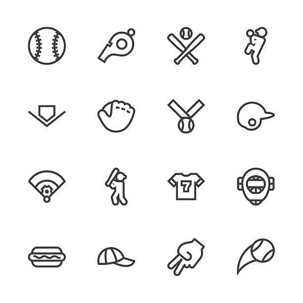 ilustrações de stock, clip art, desenhos animados e ícones de linha de série ícone de basebol - baseball baseball diamond stadium hot dog