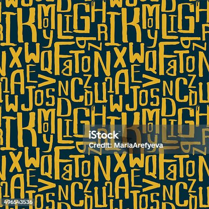 istock Seamless vintage style pattern, uneven grunge letters of random 496543536