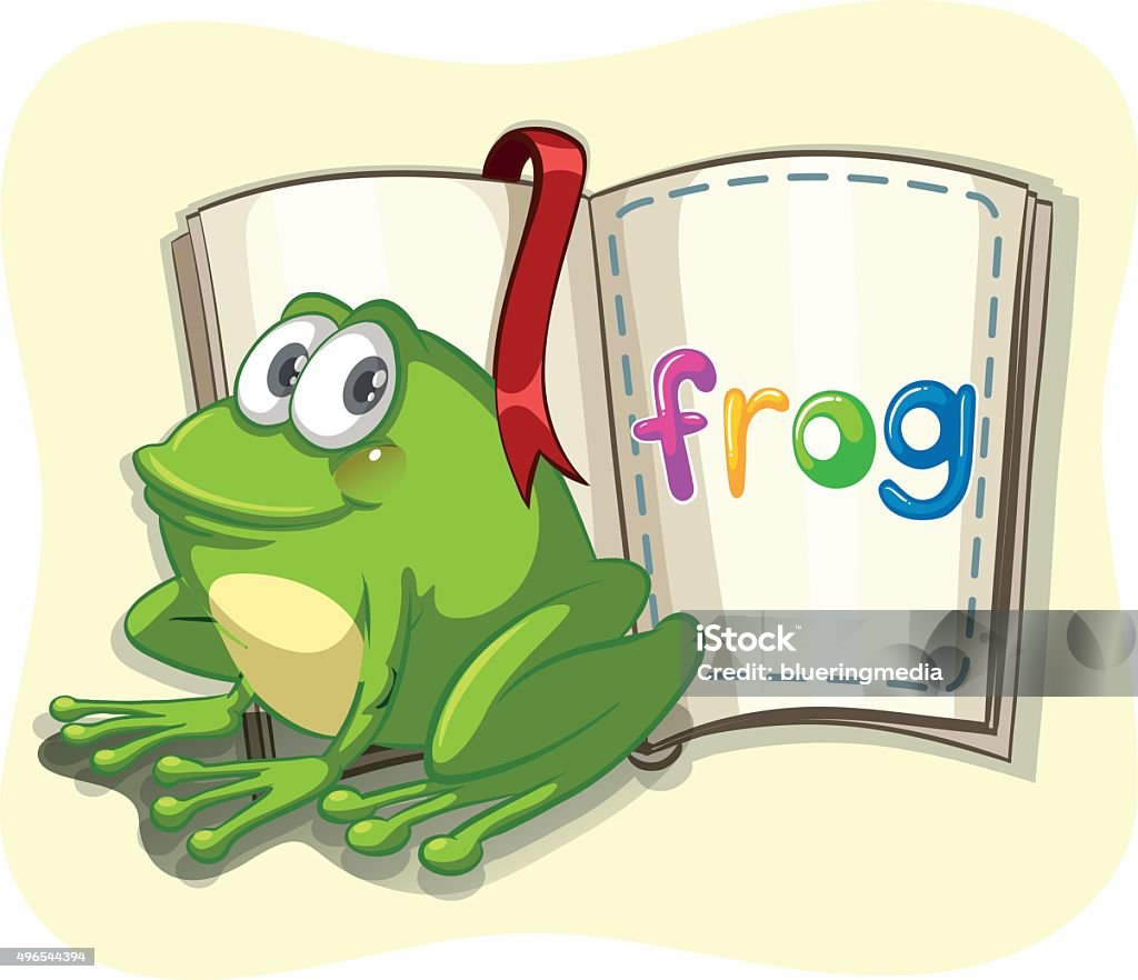 Little Green Frog And A Book Stock Illustration   Download Image ...