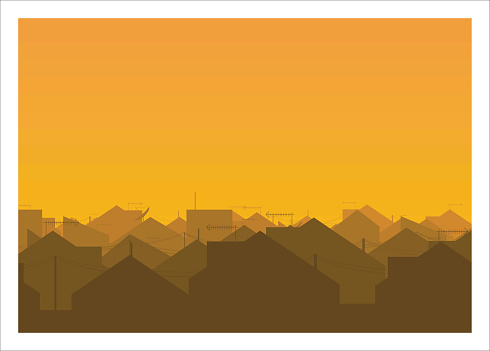 simple illustration of city urban houses silhouette