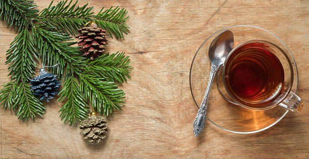 istock Glass Cup of tea on an old rustic table 496547108