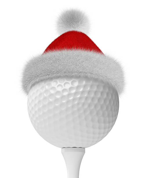 istock white golf-ball on tee in Santa red hat 496548792