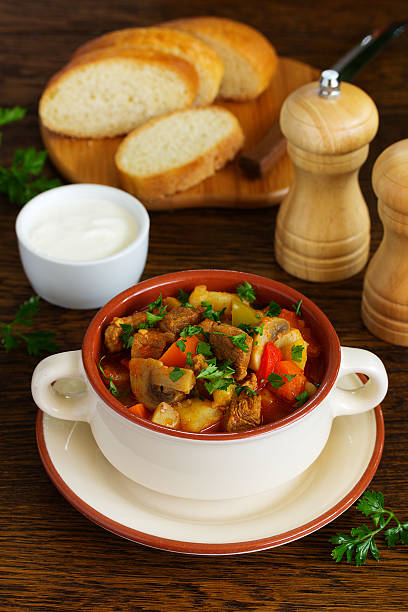 istock Hungarian goulash with mushrooms and vegetables. 496548930