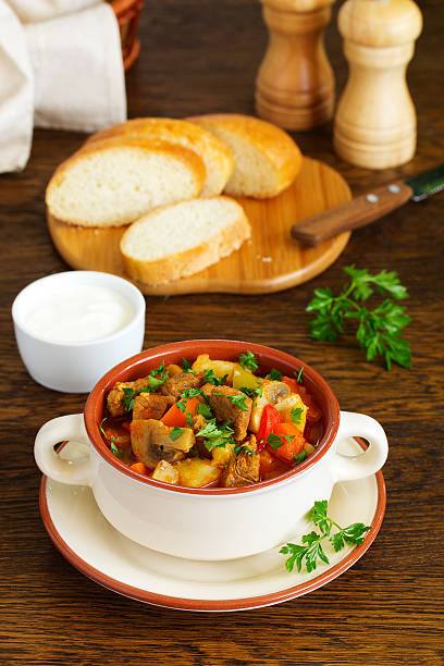 istock Hungarian goulash with mushrooms and vegetables. 496548998