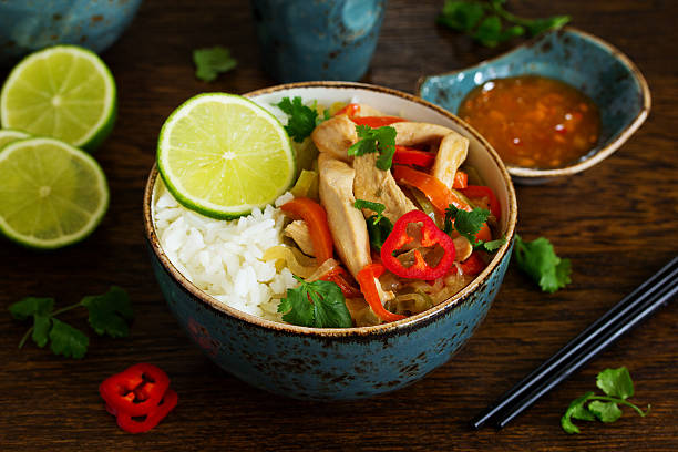istock Stir fry with turkey and vegetables with rice. 496551504