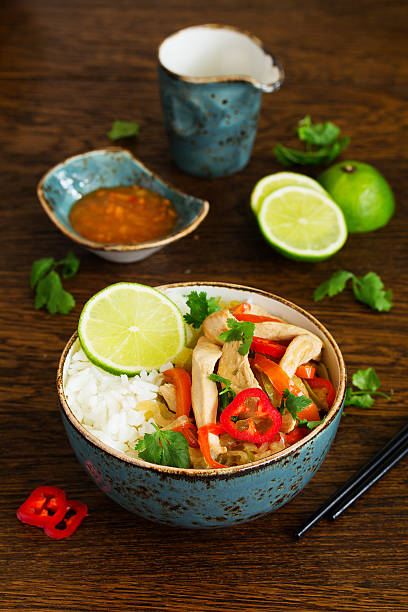 istock Stir fry with turkey and vegetables with rice. 496551806