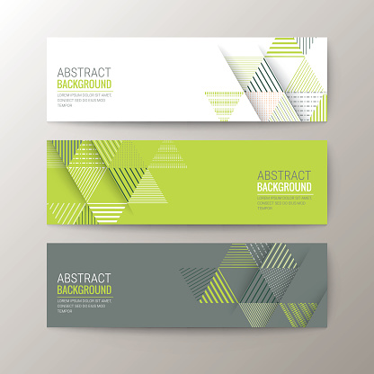 Set of modern design banners template with abstract triangle pattern background