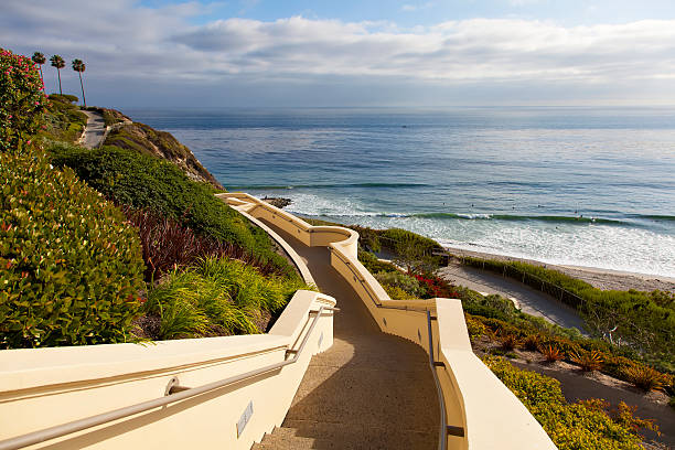 Stairs down to the ocean in Dana Point Stairs down to the ocean in Dana Point, California dana point stock pictures, royalty-free photos & images