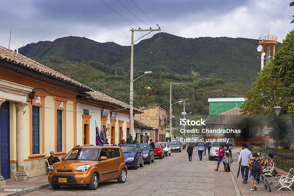 Colômbia, América do Sul, as pessoas em Tabio town square - Foto de stock de Cundinamarca royalty-free