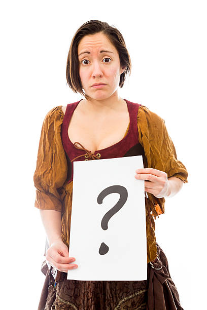 istock Young woman showing question mark on white background 496559827