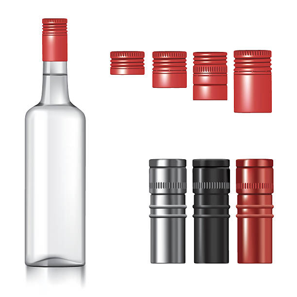 wódka butelki z kapturkiem - no label illustrations stock illustrations