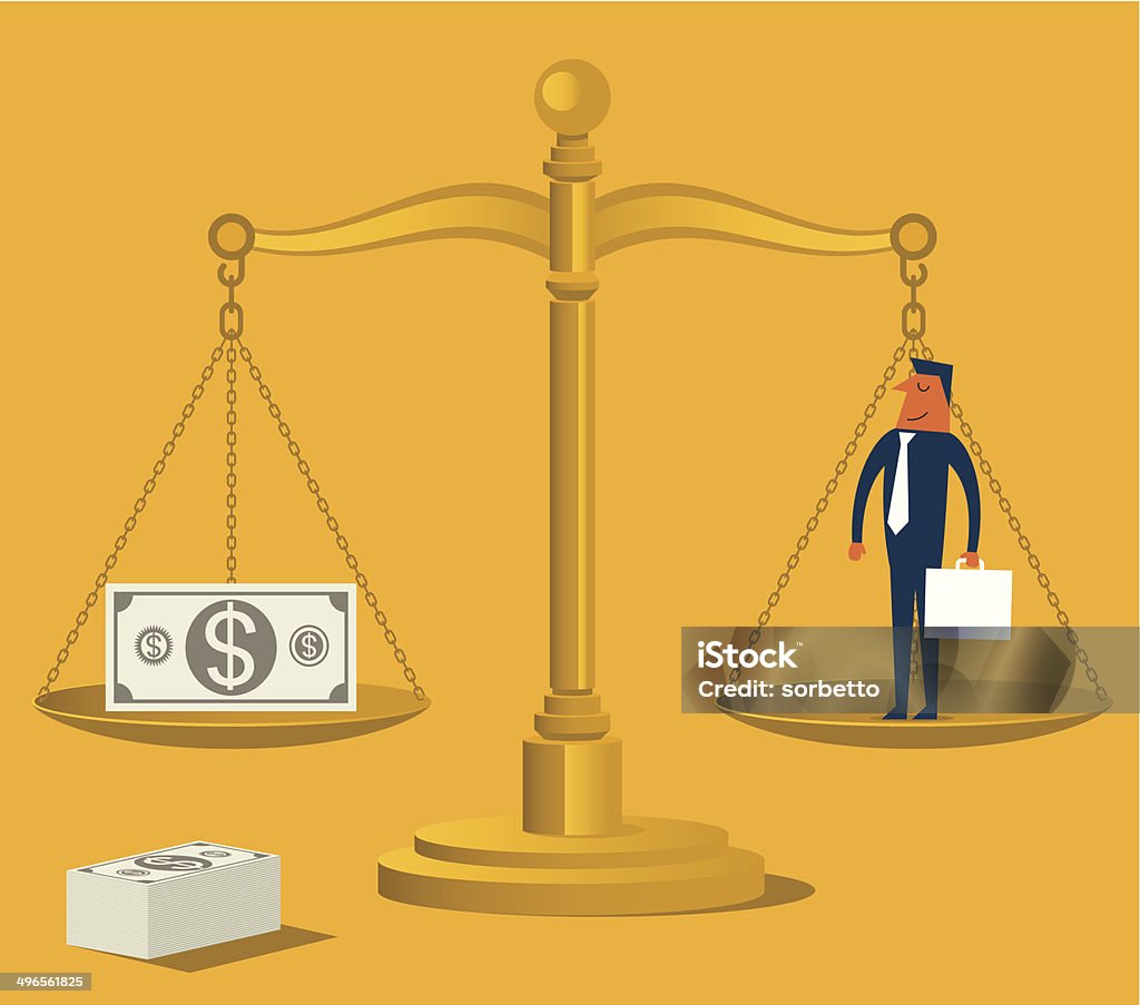 Justice scale money A Justice scale with money Currency stock vector