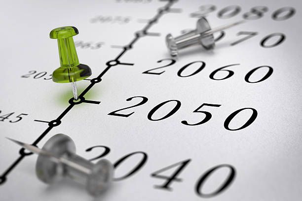 21st Century Timeline, year 2050. stock photo