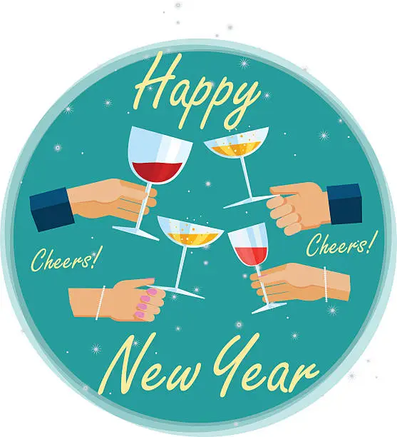 Vector illustration of Flat illustration of New Years Eve celebration