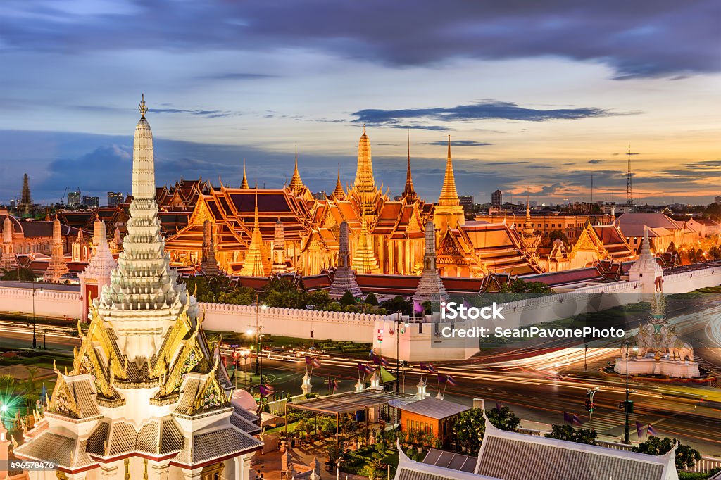 Bangkok Temples and Palace Bangkok, Thailand at the Temple of the Emerald Buddha and Grand Palace. Bangkok Stock Photo