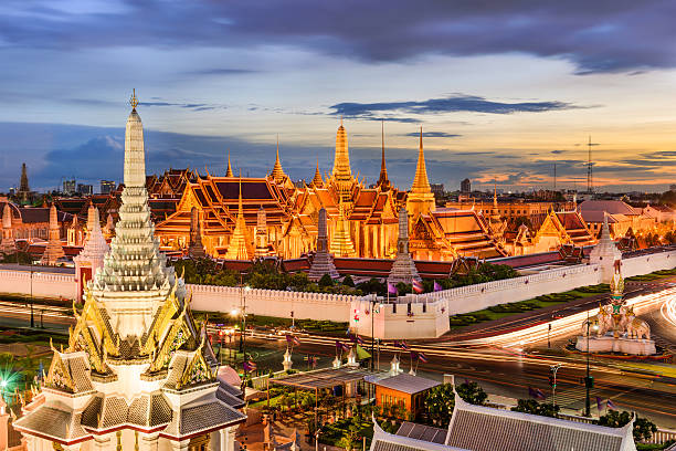Bangkok Temples and Palace Bangkok, Thailand at the Temple of the Emerald Buddha and Grand Palace. thailand temple nobody photography stock pictures, royalty-free photos & images