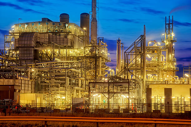 istock Petrochemical Plant Illuminated at Dusk 496579440