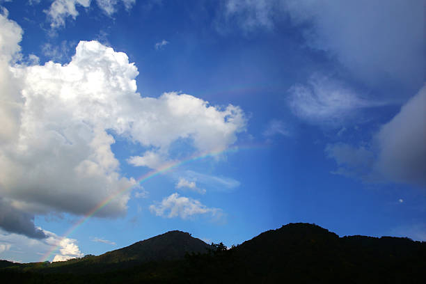 cloud blue sky rainbow stock photo