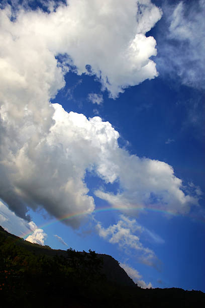 cloud blue sky raibow stock photo