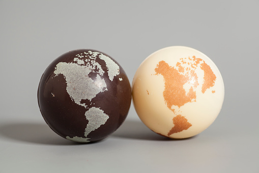 Two Earth Globe on gray background