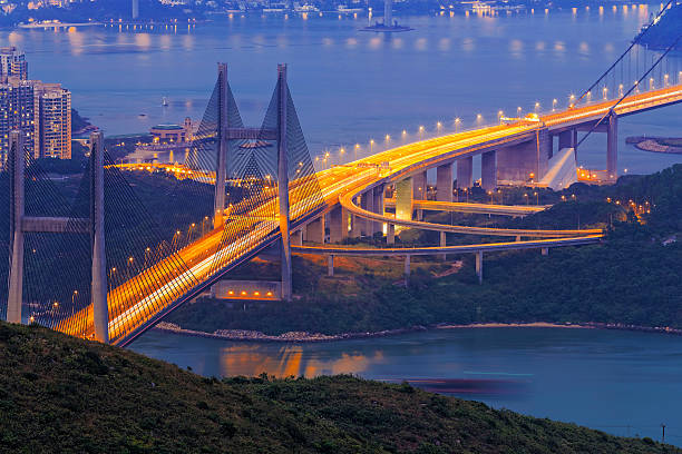 istock tsing ma bridge at night, Hong Kong Landmark 496584809