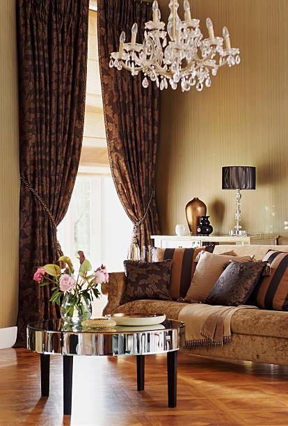 istock Three-seat couch in ornate living room 496584911