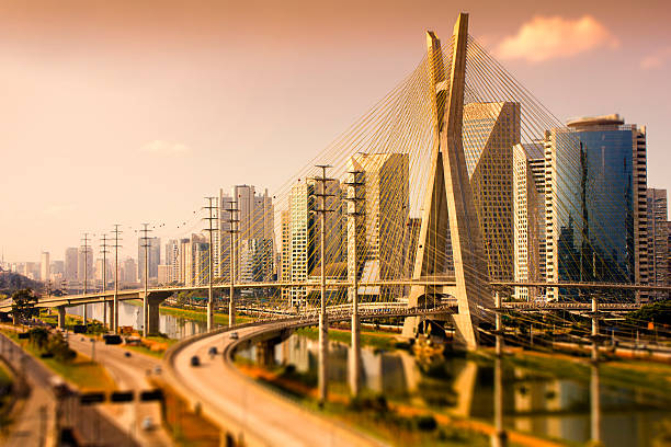 istock Famous cable-stayed bridge at Sao Paulo city. 496585403