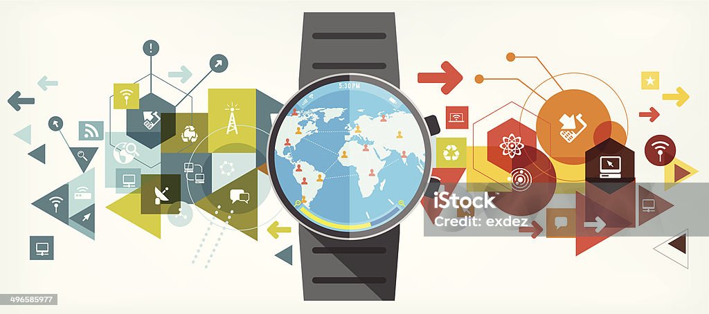 Smart watch für networking - Lizenzfrei Altertümlich Vektorgrafik