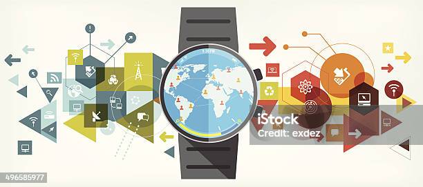 Smart Watch Für Networking Stock Vektor Art und mehr Bilder von Altertümlich - Altertümlich, Armbanduhr, Berührungsbildschirm