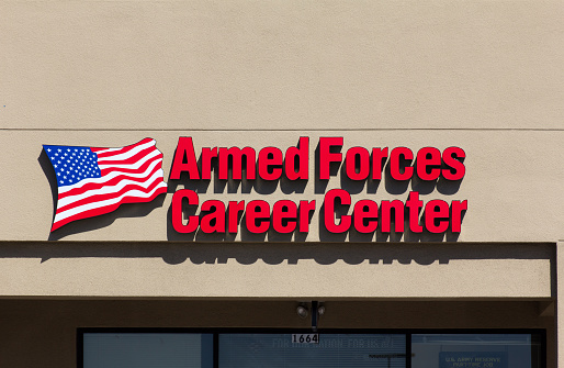 Salinas, United States - May 13, 2014: Armed Forces Career Center. Armed Forces Career Centers recruit and enlist men and women into the United States Armed Forces.