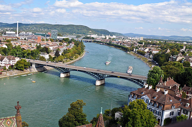 Basel with River stock photo