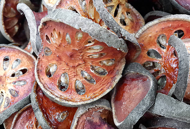 istock Close up slices of dried bael fruit 496589109