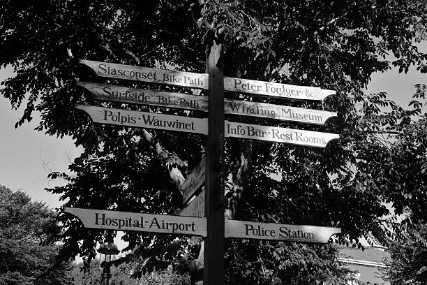 wooden street signs on Nantucket Island protect the old style and history of the island