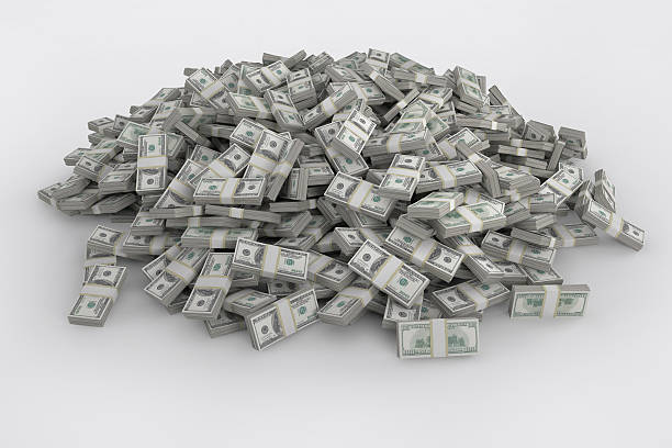 istock Big Pile of US Dollar Bundles on white background 496597713