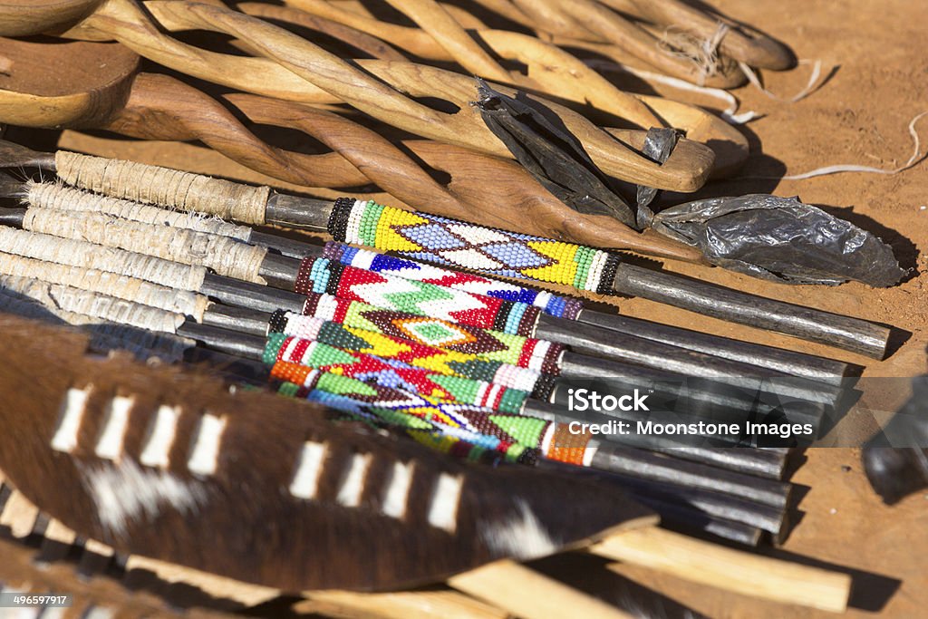 Zulu Curios in KwaZulu-Natal, South Africa Various pieces of curios seen in Zululand, South Africa Africa Stock Photo